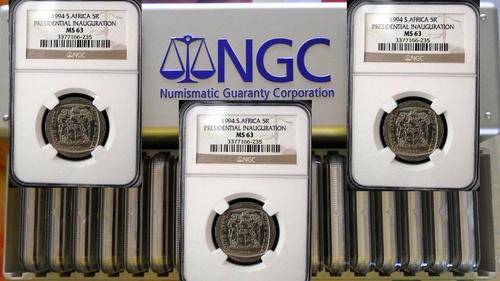 1 BID FOR ALL - 20 x MS63 + NGC PLASTIC SILVER COIN HOLDER - NGC GRADING - 1994 INAUGURATION R5 COIN