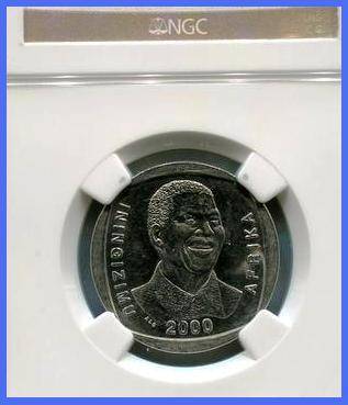 @@ YES !!!! NGC GRADED - AU58 - 2000 MANDELA R5 COIN @@