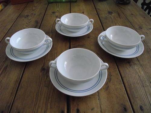 4 CONSOMME 2 HANDLED BOWLS