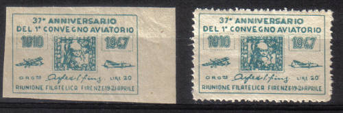 ITALY1947 37th ANNAVERSARY OF GONVEGNO AVIATORIO LABELS VERY RARE/SCARCE C/V R????.00 LOOK SCAN