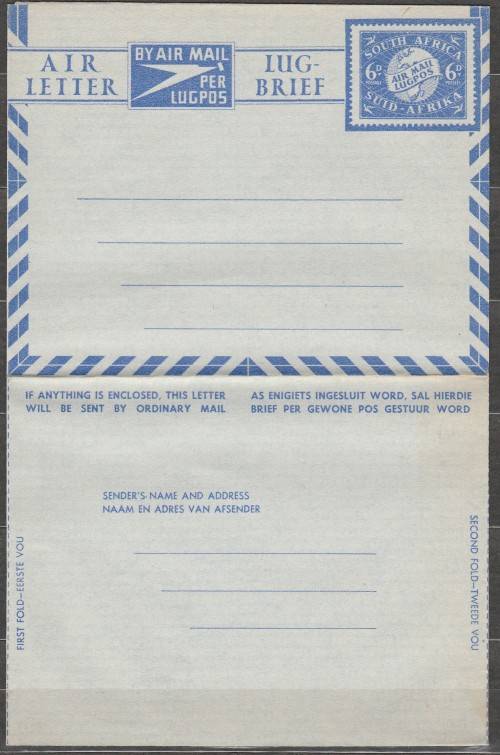 SOUTH AFRICA UNION AIR LETTER MINT** LOOK SCAN.