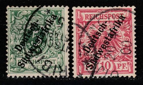 SOUTH WEST AFRICA 1898 ISSUE SACC#8, 9 F.U. LOOK SCAN