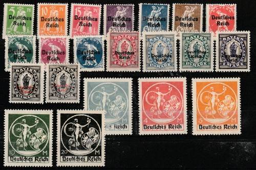GERMAN REICH 1920. ISSUE Mi#119/38 MINT FULL SET OVERPRINTS C/V R1,780.00 LOOK BELOW