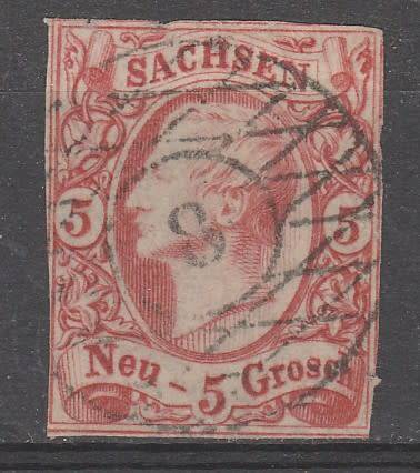 GERMANY CLASSIC STATES SAXONY 1856 ISSUE Mi#12c F.U. GLASSY PAPER (TRANSPARENT) C/V R2,400.00