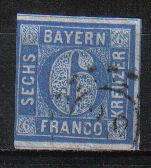 GERMANY CLASSIC STATES 1862 ISSUE BAVERIA Mi#11 LOOK BELOW!!