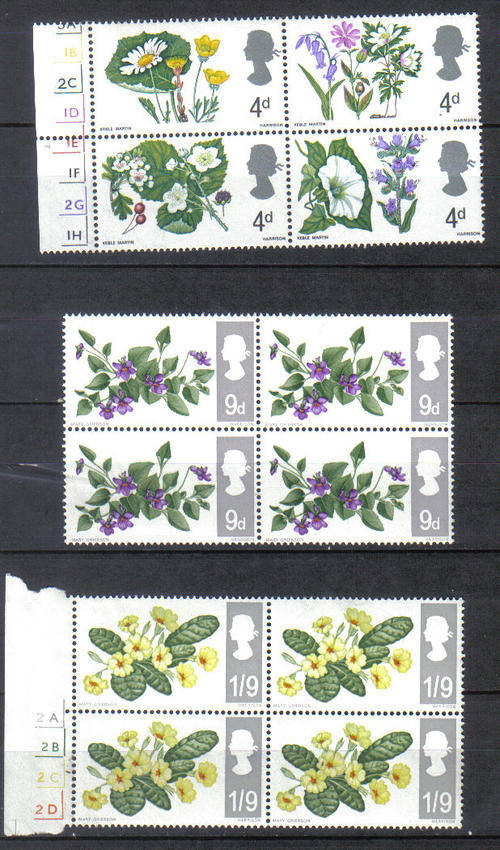 GREAT BRITIAN 1967 WILD FLOWERS FULL SET IN BLOCKS OF 4 WOW!!!!