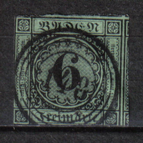 GERMAN CLASSIC BADEN F.U. Mi#3a C/V R1,620.00 SCARCE COLOUR LOOK BELOW
