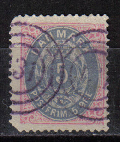DENMARK 1875 CLASSIC ISSUE Mi#24 F.U. KEY STAMP OF THE SET C/V R1.825.00 LOOK SCAN.