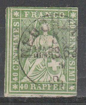 SWITZERLAND 1854 ISSUE Mi#17I F.U. C/V R9,000.00 READ BELOW