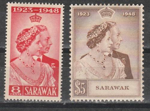 SARAWAK 1948 ISSUE SG#165/66 FULL SET MINT* C/VR1,000.00 LOOK SCAN X 2