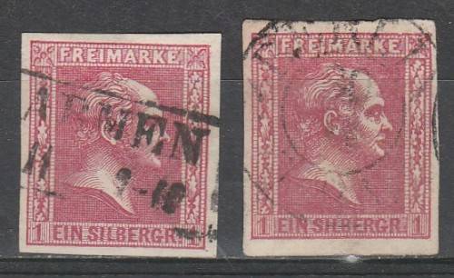 PRUSSIA 1858 ISSUE Mi#10a & b F.U. C/VR280.00  LOOK SCAN X 2