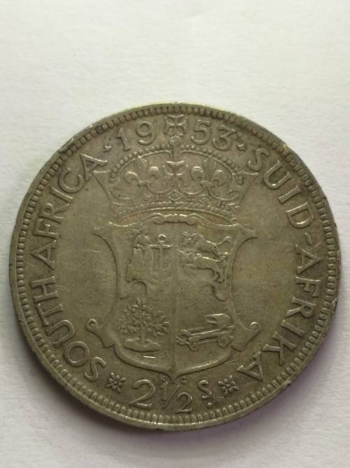 1953 two and a half shilling coin south africa