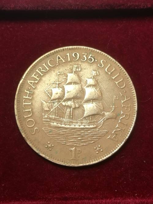 1935/ 1936 / ONE PENNY COINS UNION OF SOUTH AFRICA . LOW MINTAGE COINS . 2 COINS .
