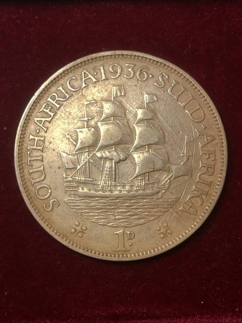 1935/ 1936 / ONE PENNY COINS UNION OF SOUTH AFRICA . LOW MINTAGE COINS . 2 COINS .