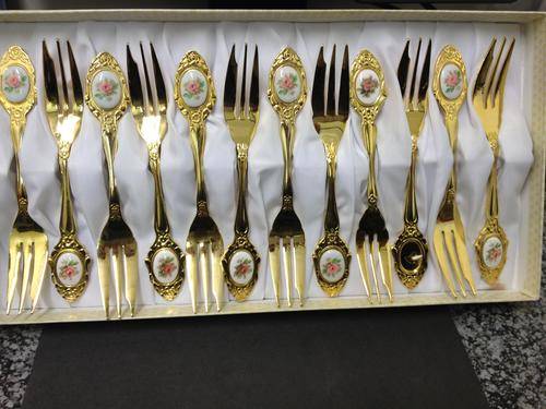 Set Of 12 Original 24 Carat Gold Plated Eetrite Forks