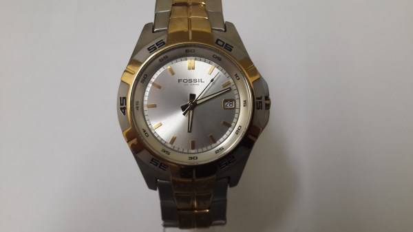 Fossil Men's AM3998 Silver Stainless-Steel Quartz Watch with Silver Dial