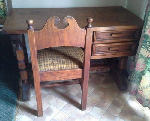 Solid Wood office desk with chair, chair cusion needs upholstery