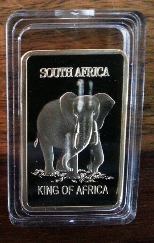 Elephant  Bullion 24kt gold layered bar 1 oz