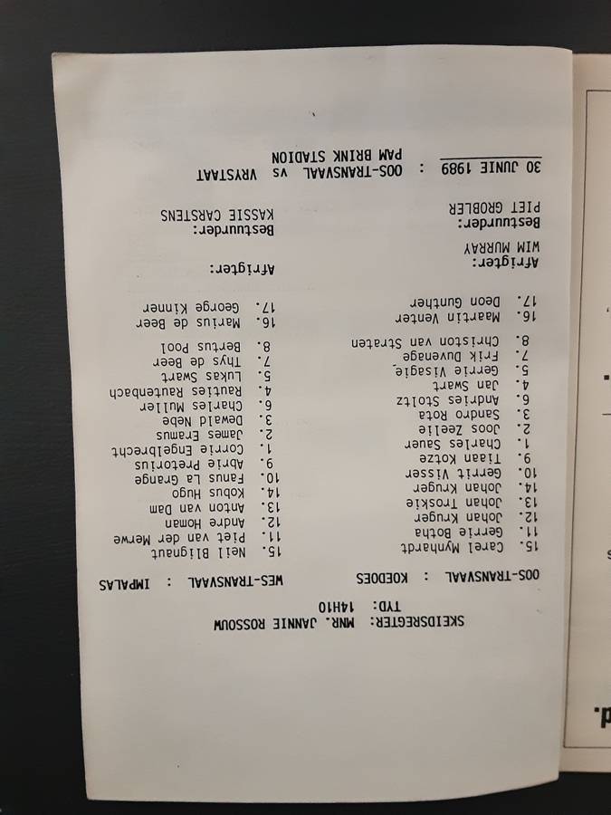 Currie Cup Sports Memorabilia