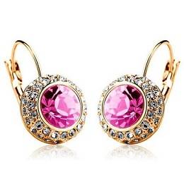 SWAROVSKI ELEMENTS CRYSTAL ROSE RED EARRING