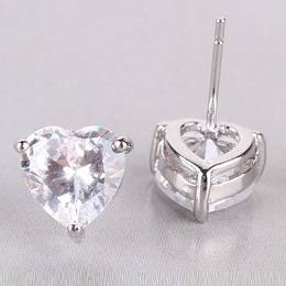 SILVER HEART Stud Earrings