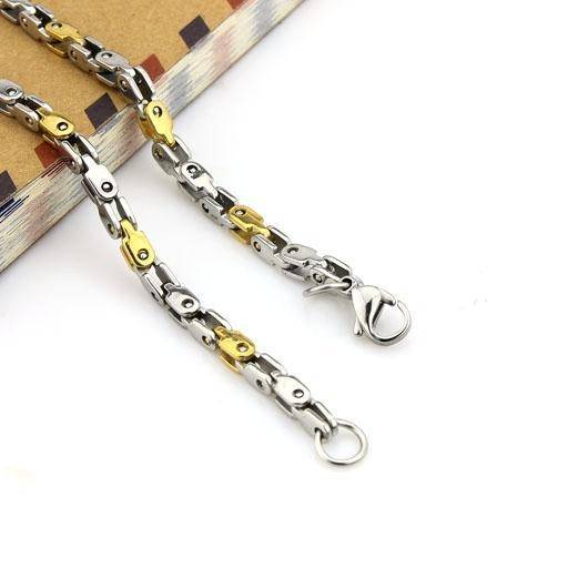 Stainless Steel Silver & Gold Detail Links Chain