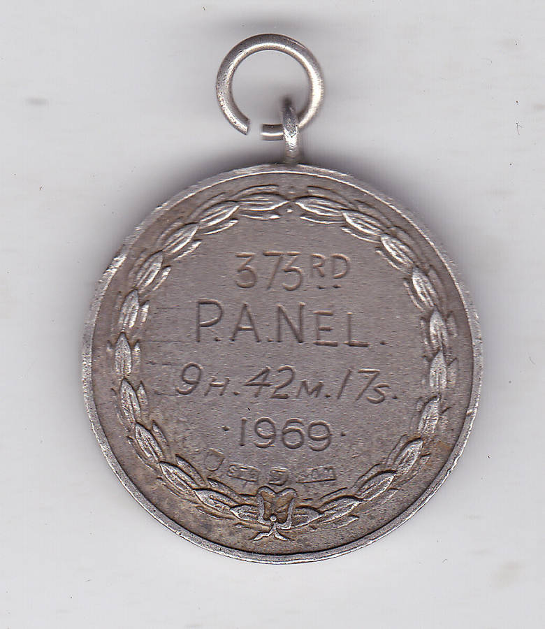 COMRADES MARATHON 1969 MEDAL SILVER HALLMARKED 14.96g .925 - 373RD P.A.NEL 9H42M.17S