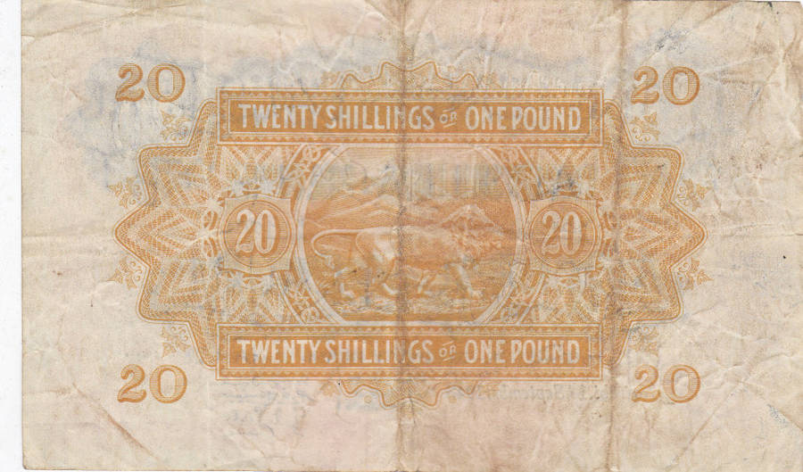 EAST AFRICA CURRENCY BOARD TWENTY SHILLINGS OR 1 POUND 1ST SEPTEMBER 1943 K10 81201