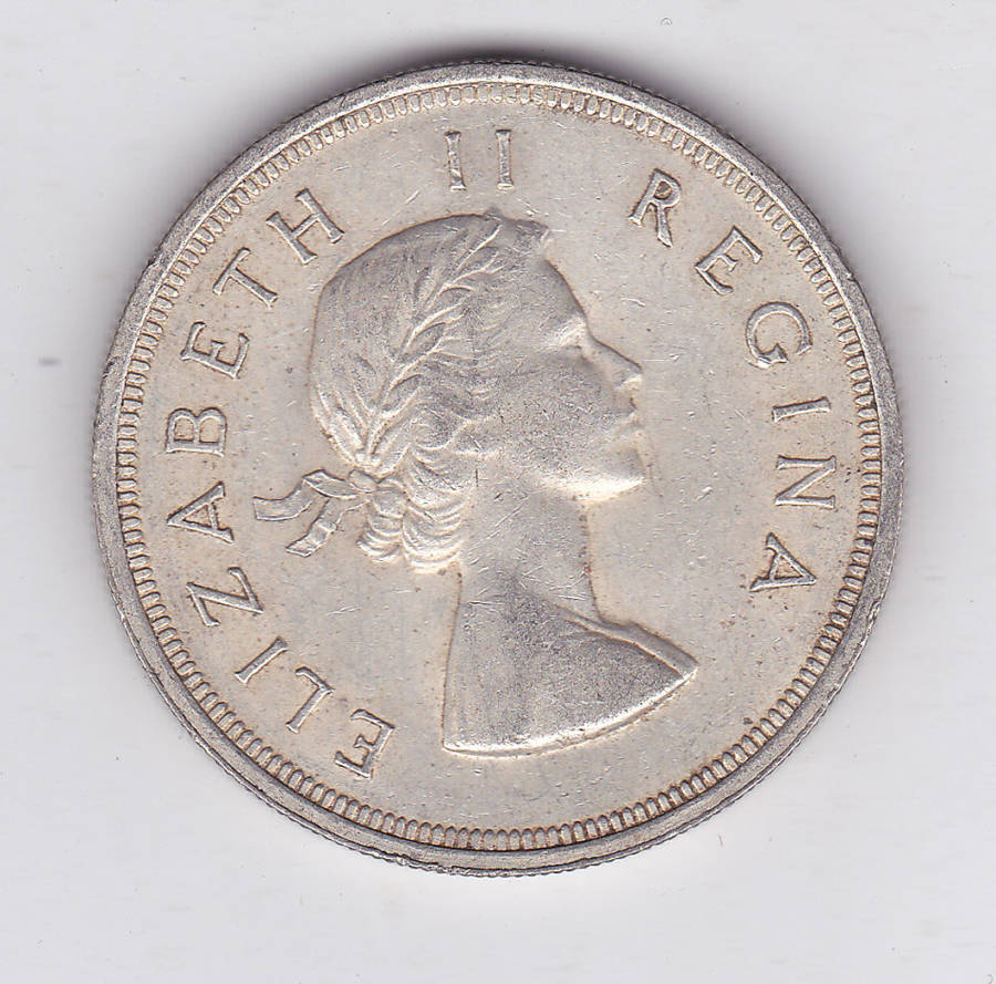 SOUTH AFRICA 5 SHILLINGS 1955 SILVER HIGH GRADE