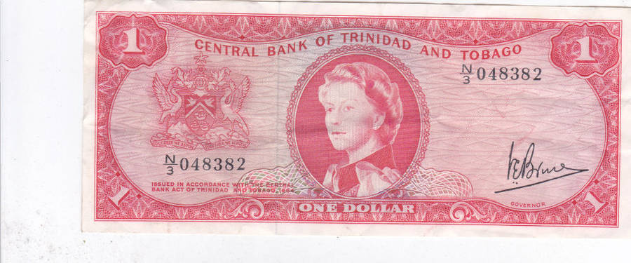 TRINIDAD AND TOBAGO 1 DOLLAR SIG BRUCE 1964