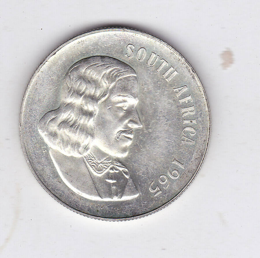 SOUTH AFRICA R1 1965 ENGLISH LEGEND EF