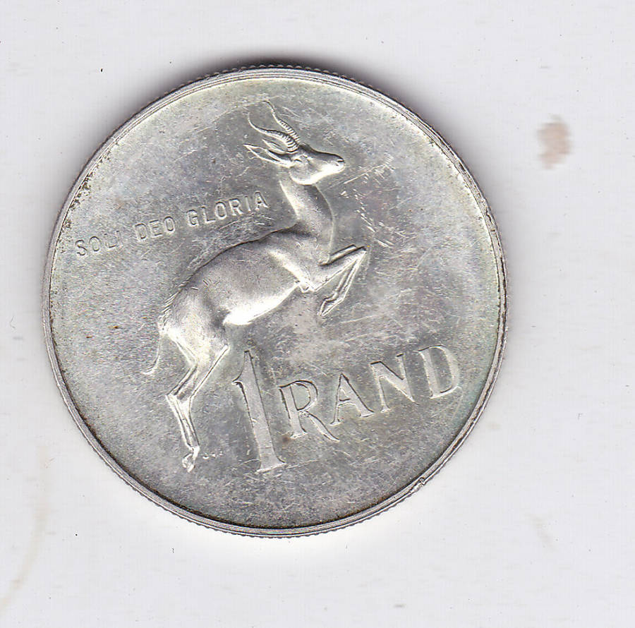 SOUTH AFRICA R1 1965 ENGLISH LEGEND EF