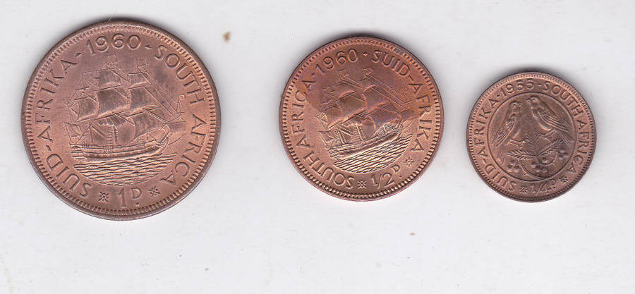 SOUTH AFRICA UNC SET ELIZABETH II -  6 SILVER AND 3 COPPER COINS