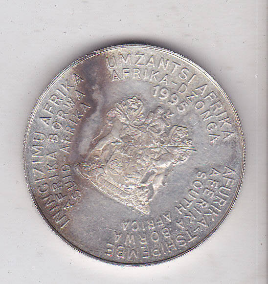 SOUTH AFRICA R2 RUGBY 1995 WORLD CUP 1 OUNCE SILVER