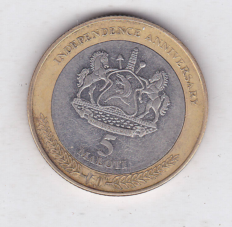 LESOTHO 5 LOTI INDEPENDENCE ANNIVERSARY 2016 BI METAL
