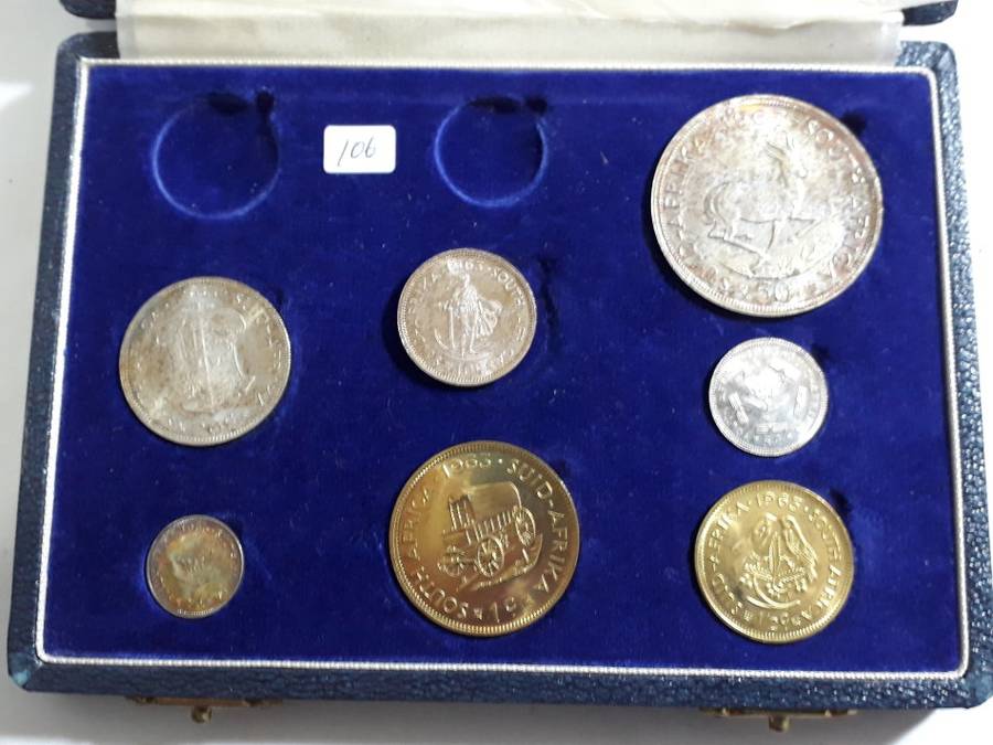 SOUTH AFRICA PROOF 1963 SET - LONG BOX - NO GOLD COINS