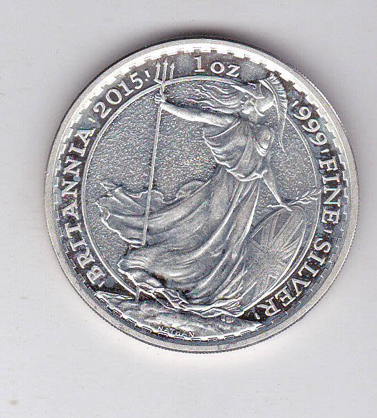 GREAT BRITAIN 2 POUNDS BRITANNIA 1 OUNCE SILVER 2015 XF