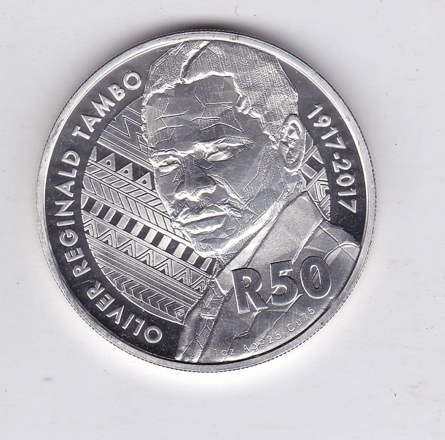 SOUTH AFRICA R50 OLIVER THAMBO 2017 1 OUNCE SILVER - IMPAIRED PROOF(SOME LIGHT HAIRLINE SCRATCHES)