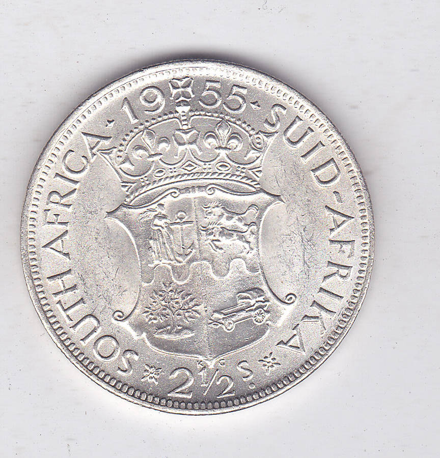 SOUTH AFRICA TWO AND A HALF SHILLINGS 1955 UNC