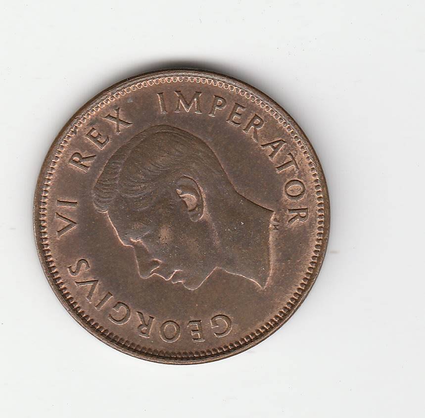 SOUTH AFRICA HALF PENNY 1941 UNC TRACES OF RED LUSTER