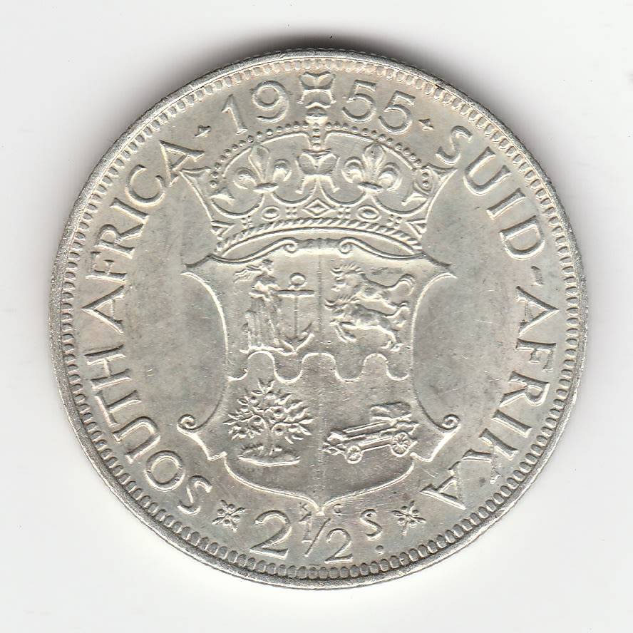 SOUTH AFRICA TWO AND A HALF SHILLINGS 1955 UNC