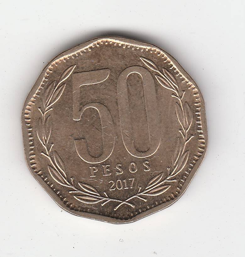 CHILE 50 PESOS 2017 AUNC