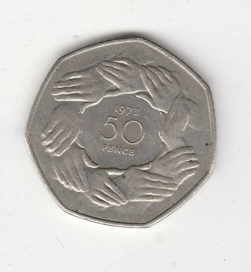 United Kingdom to the European Economic Community (EEC) 50 PENCE 1973 HIGH GRADE