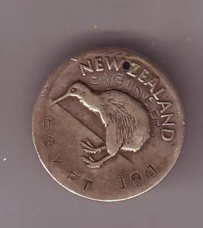 NEW ZEALAND ENGINEERS COIN 1941 EGYPT - (SILVER ENGRAVED COIN)
