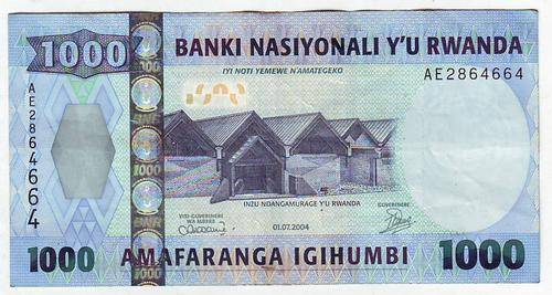 RWANDA 1000 FRANCS 01.07.2004 - MONKEYS