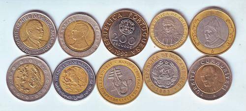 TEN BI-METAL COINS INCLUDES KENYA,MEXICO,TURKEY AND CHILE ETC.