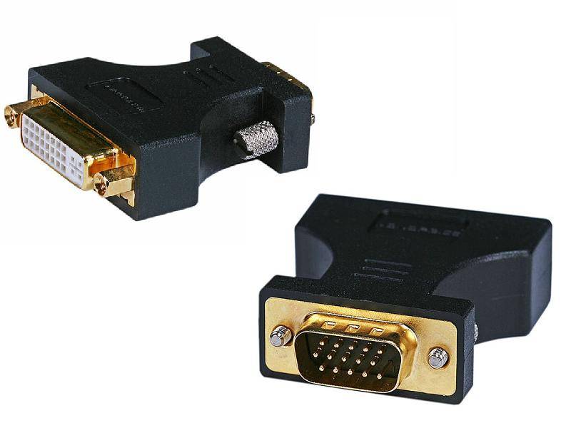 Female Dual Link DVI-A (DVI-I Port) to VGA-HD15 Male Adapter (Gold Plated)