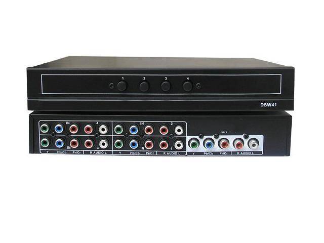 4x1 (4-port) Component Switch / YPbPr Switch / AV Selector Switch with audio passthrough
