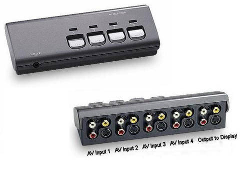 4x1 (4-port) S-video and RCA Switch / AV Selector / Composite Switch