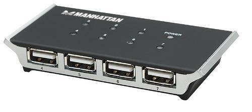 Hi-Speed USB Hub 7 Ports, Dual Power, Color: Black